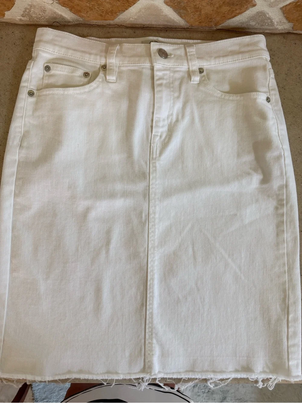 J.Crew White Denim Knee-Length Skirt | Size 26 | Worn Once